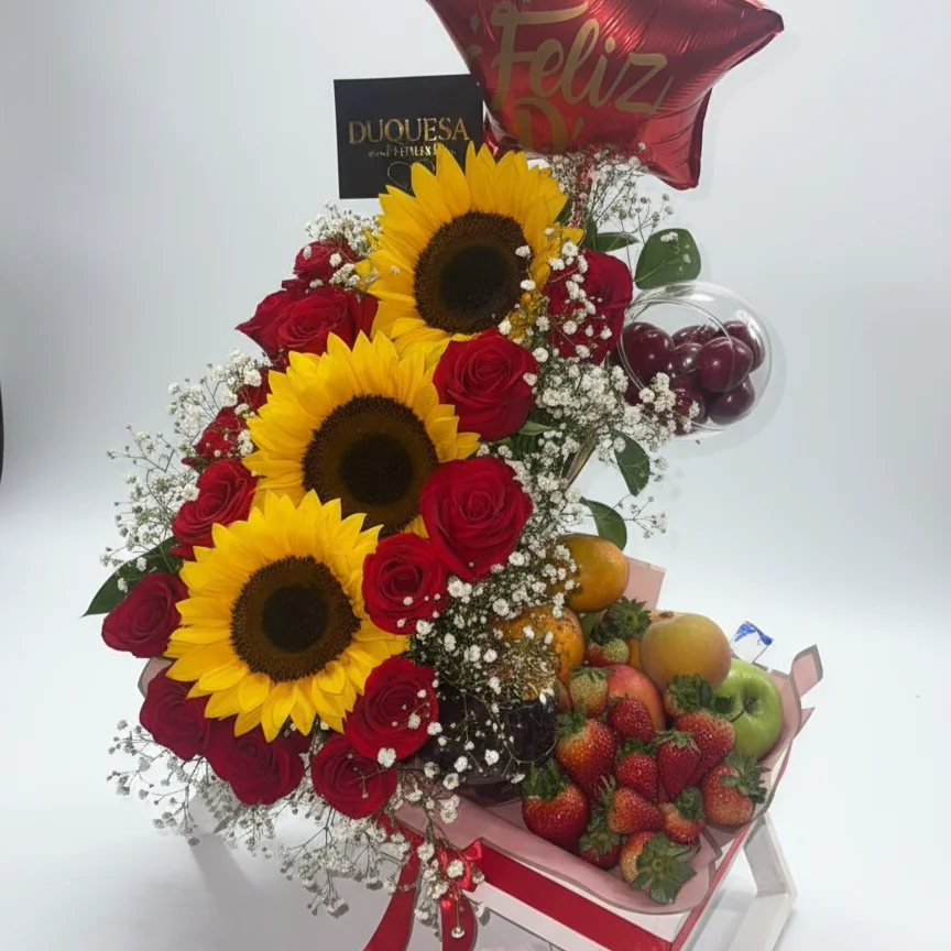 Elegancia Floral - Arreglo con Girasoles y Rosas